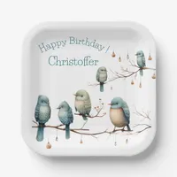 Whimsical Birds on Branches Timeless Elegance Paper Plates