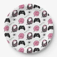 Gamer Girl Pink and Black Birthday Paper Plates