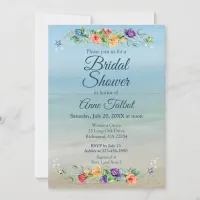 Watercolor Beach Floral Bridal Shower Invitation