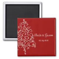 Red Christmas Tree Winter Wedding Save the Date Magnet