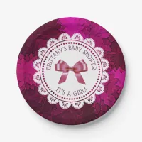 Personalized Magenta Girl's  Baby Shower Plate