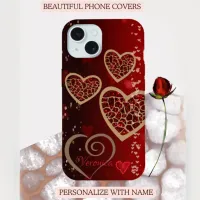 Bright Red Hearts iPhone 15 Case