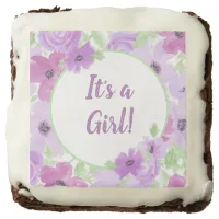 It's a Girl! Watercolor Floral Baby Shower Brownie