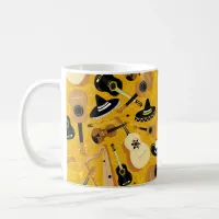 Mexican Mariachi Music Cartoon Pattern Yellow Coffee Mug