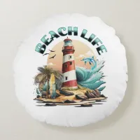 Beach Life Round Pillow