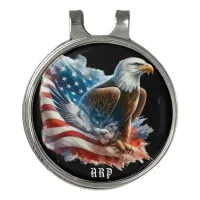 *~* American Flag Initials USA + Bald Eagle AP16 Golf Hat Clip