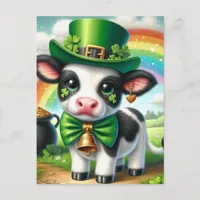 Cute St. Patricks Day Cow Postcard