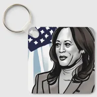 Caricature of Kamala Harris Political Keychain