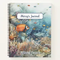 Miami Beach coral reef and fishes watercolor Notebook