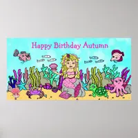 Personalied Happy Birthday Mermaid Poster