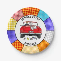 Retro Pop Art Mr & Mrs | Just Got Married Paper Plates