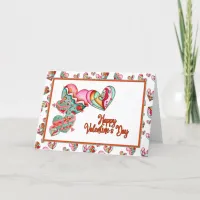 Trendy Girl Hearts Valentine Thank You Card