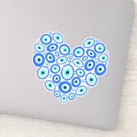 Evil Eye Love Heart Blue Sticker