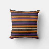 Halloween Orange, Black and Purple Stripe Throw Pillow