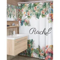 Personalized Tropical jungle Parrot Shower Curtain