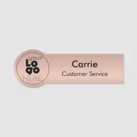 Round Business Logo Metallic Rose Gold Name Tag