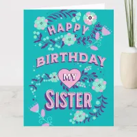 Large Happy Birthday to my Sister Personalized  Card