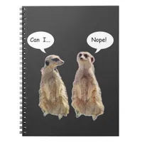 Funny, cute meerkats in conversation   notebook