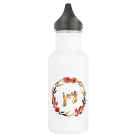 Christmas Joy Watercolor Wreath ID292 Stainless Steel Water Bottle