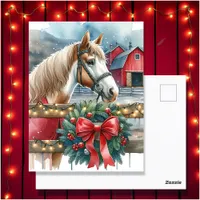 Horse at a Farm Christmas Personalized Postcard