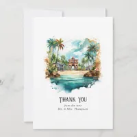 Watercolor Dominican Republic Destination Wedding Thank You Card