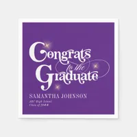 Congrats Graduate Royal Purple Graduation Photo Napkins