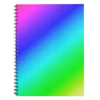 Diagonal Rainbow Gradient Blue to Green Notebook