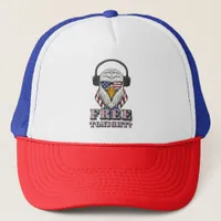 you free tonight? 4th of july patriotic bald eagle trucker hat