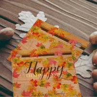Happy Thanksgiving Fall Maple Leaves On Barn Wood Favor Tags