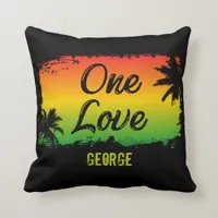 Jamaican Rasta Flag Colored One Love Tropical Throw Pillow