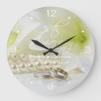 30th Pearl Wedding Anniversary St.Joseph Lily Large Clock