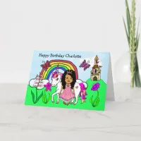 Personalized Unicorn and Princess Birthday Card