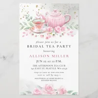 Budget Pink Gold Tea Party Bridal Shower Invite