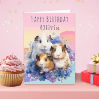 Cute Guinea Pigs Pretty Personalized Birthday Card