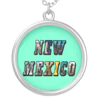 New Mexico, USA Text Silver Plated Necklace