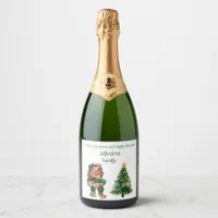 Cheeky Christmas Troll and Tree Delight  Sparkling Wine Label