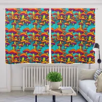 Colorful Vibrant Retro Trippy Mushrooms Blackout Curtains