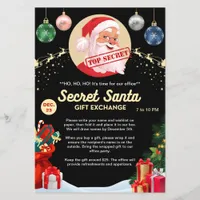 Secret Santa Gift Exchange Black Xmas Event Party Flyer