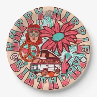 Hippie Retro Vintage Colors Birthday Paper Plates