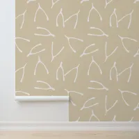 Wishing Bone Beige White Good Luck Symbol Wallpaper