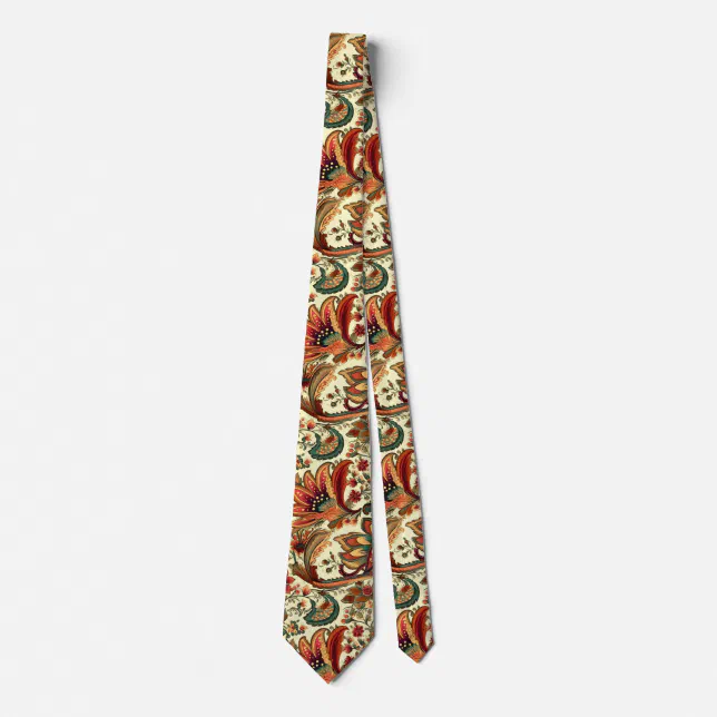 Medieval Inspired Floral Paisley Pattern Neck Tie
