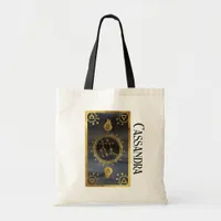 Dark Zodiac Astrology: Gemini Black Gold Name Tote Bag