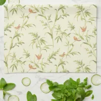 Delicate Greenery Cream n Blush Botanical Pattern Kitchen Towel