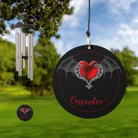 Goth Heart with Bat Wings Personalized Wind Chime