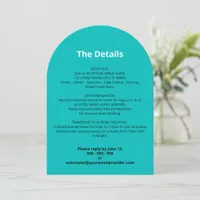 Turquoise Wedding Details Card