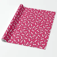 Pink Puppy Dog Theme Paw Prints and Bones New Pet Wrapping Paper