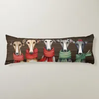 Whippets and Greyhound Dogs in Scarves Body Pillow