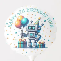 Pixel Art Robot in Orange and Teal Birthday  Balloon