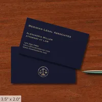 Navy Blue and Gold Attorney Law Firm Business Card