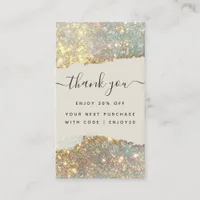 Holographic Signature Script Modern Glam Glitter Discount Card